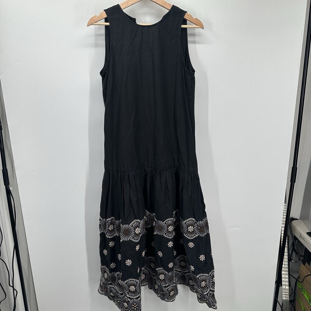 Vanessa Bruno Sz36 Black Fit & Flare Midi Dress Alais Elegant Embroidered Dress - Picture 4 of 10